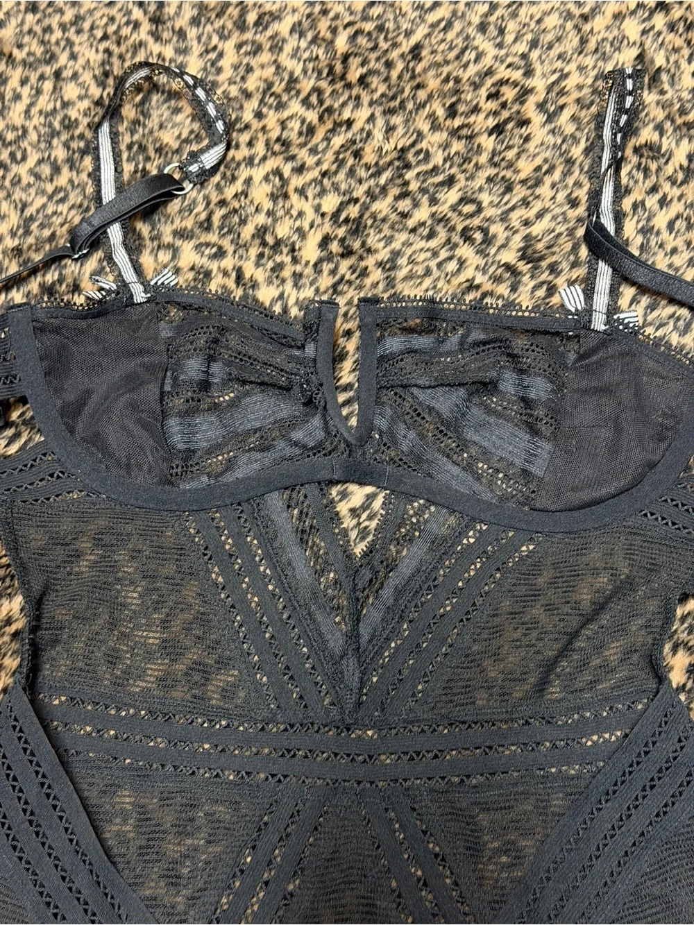 NWT Victoria Secret Black Lace Chemise with Garter Straps